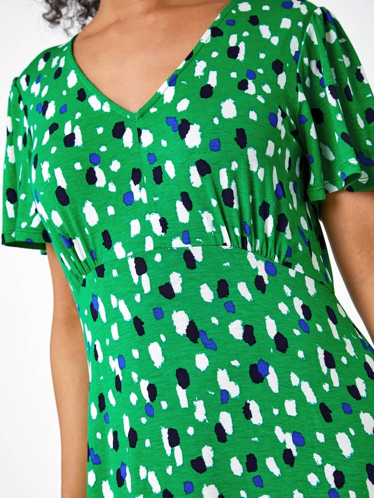 Roman Green Petite Spot Stretch Tea Dress - Image 5 of 5