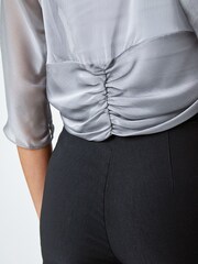 Roman Dark Grey Ruched Hem Chiffon Bolero Jacket - Image 5 of 5
