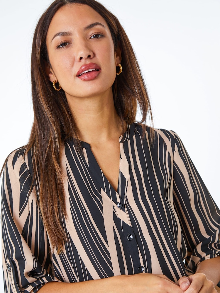 Roman Black Abstract Print Longline Blouse - Image 4 of 4 Roman Black Abstract Print Longline Blouse - Image 4 of 4