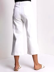 Roman White Wide Leg Stretch Denim Culottes - Image 2 of 4