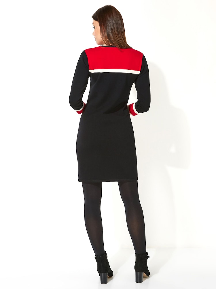 Roman Red Originals Colourblock Knitted Dress - Image 2 of 4