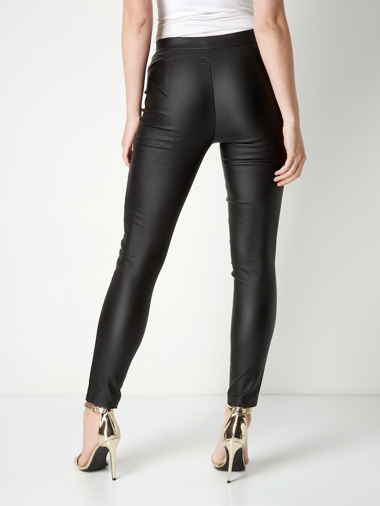 Roman Black Originals Faux Leather Pull On Trousers - Image 3 of 5