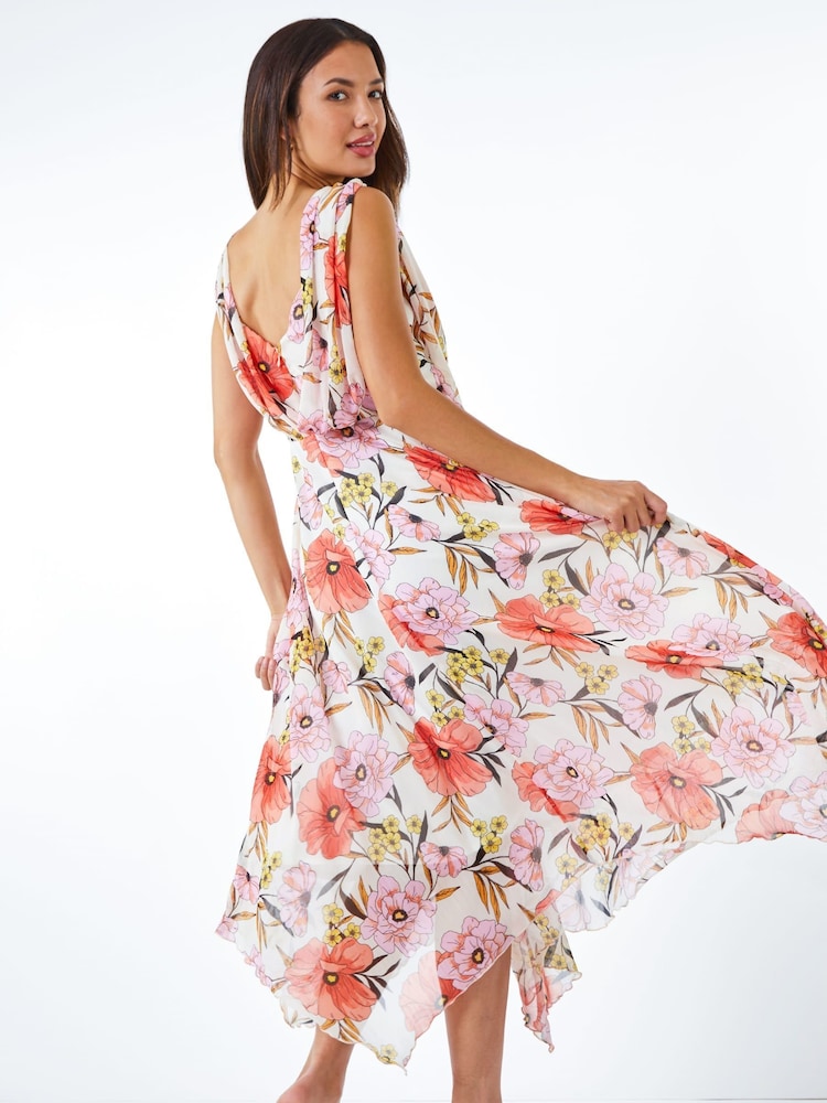 Roman White Floral Print Hanky Hem Dress - Image 2 of 5