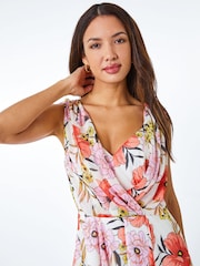 Roman White Floral Print Hanky Hem Dress - Image 4 of 5