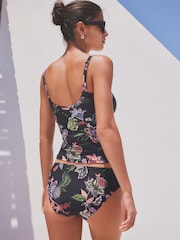 Black Floral Tummy Control Tankini Top - Image 2 of 4
