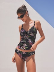 Black Floral High Leg Bikini Bottoms - Image 2 of 5