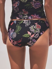 Black Floral High Leg Bikini Bottoms - Image 3 of 5