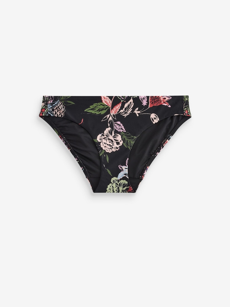 Black Floral High Leg Bikini Bottoms - Image 5 of 5