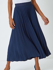 Roman Blue Pleated Maxi Skirt - Image 1 of 5
