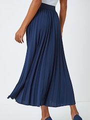 Roman Blue Pleated Maxi Skirt - Image 2 of 5