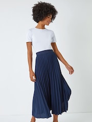 Roman Blue Pleated Maxi Skirt - Image 3 of 5