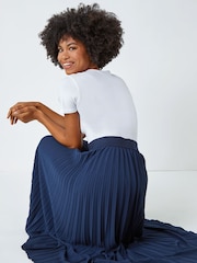 Roman Blue Pleated Maxi Skirt - Image 4 of 5