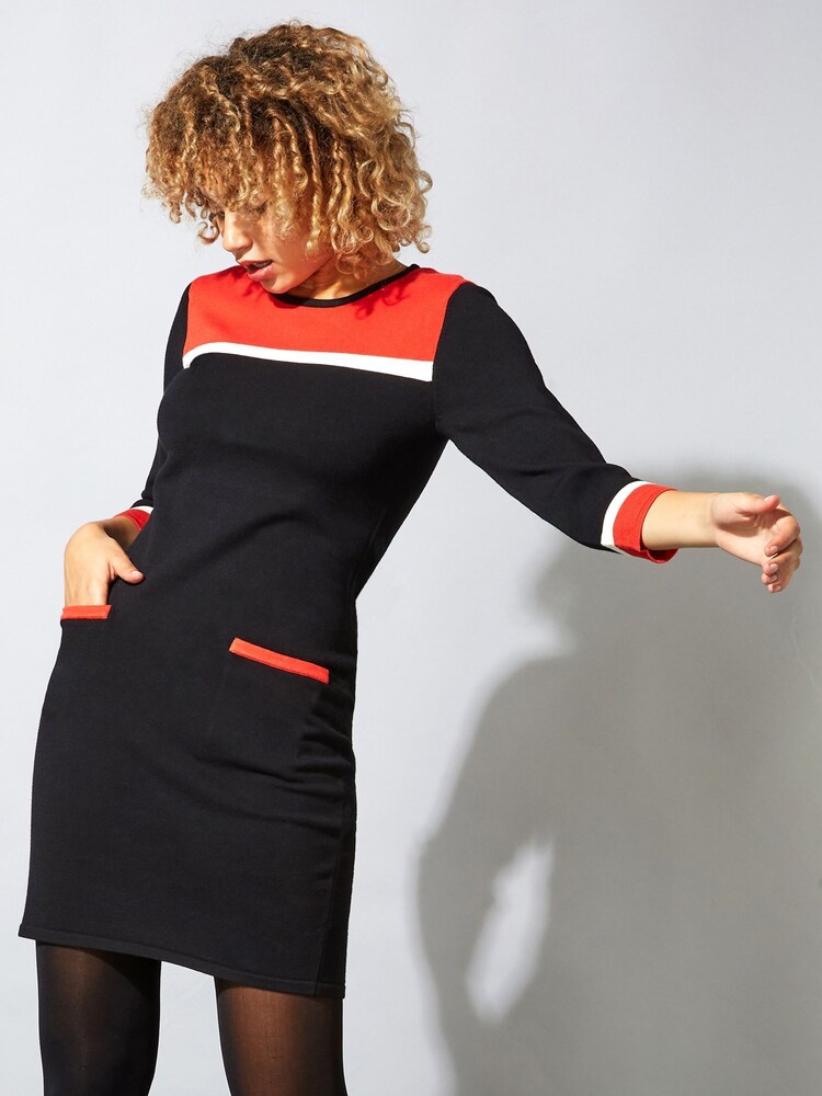 Roman Orange Originals Colourblock Knitted Dress - Image 1 of 4