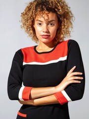 Roman Orange Originals Colourblock Knitted Dress - Image 4 of 4