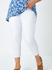 Roman White Curve Cropped Stretch Denim Jeggings - Image 1 of 5