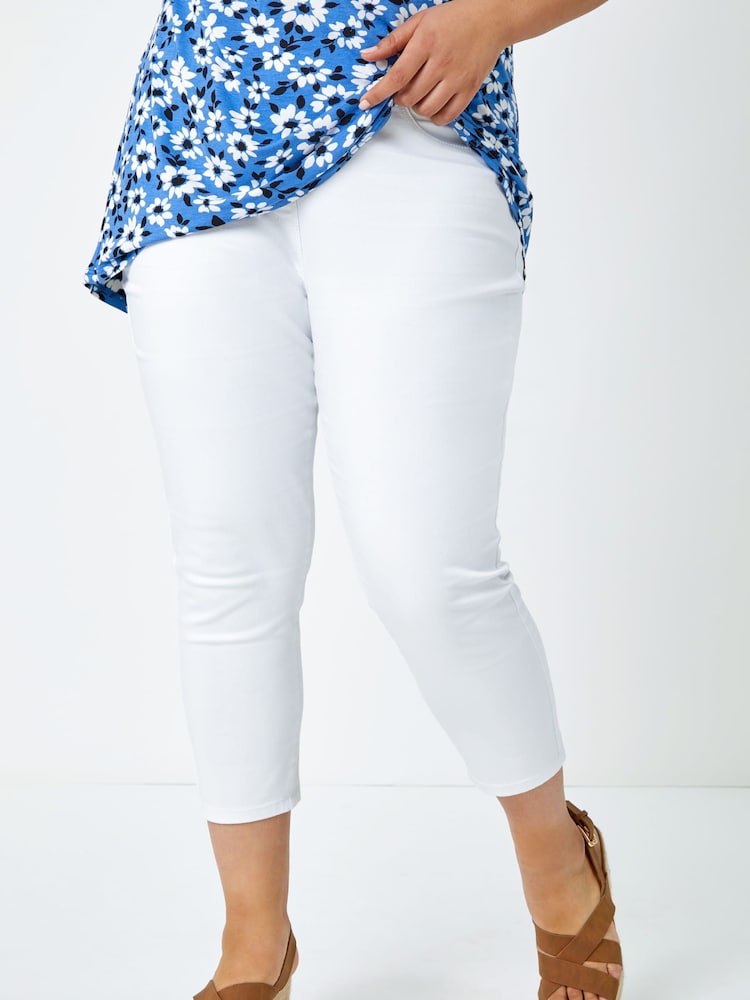 Roman White Curve Cropped Stretch Denim Jeggings - Image 1 of 5