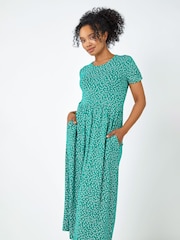 Roman Green/White Petite Floral Print Midi Dress - Image 2 of 5