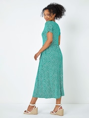 Roman Green/White Petite Floral Print Midi Dress - Image 3 of 5