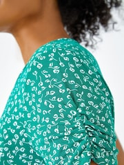 Roman Green/White Petite Floral Print Midi Dress - Image 5 of 5