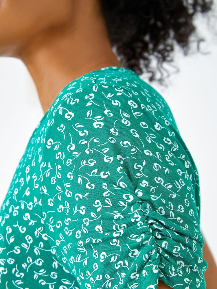 Roman Green/White Petite Floral Print Midi Dress - Image 5 of 5