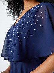 Roman Blue Sparkle Embellished Cape Dress - Image 5 of 5