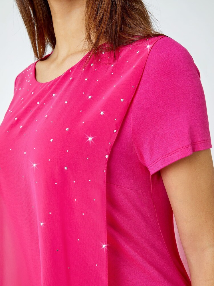 Roman Pink Diamante Embellished Overlay Top - Image 5 of 5