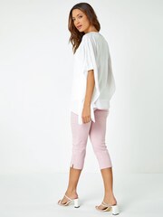 Roman White Sequin Trim Overlay Top - Image 3 of 5