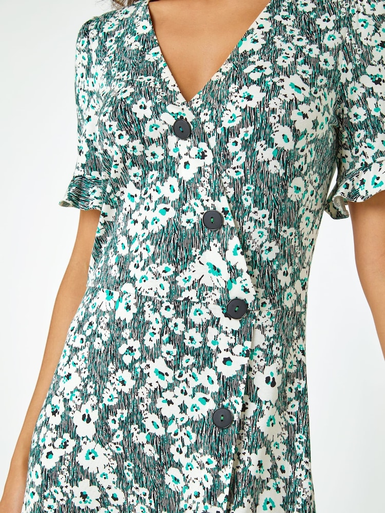 Roman Floral Print Button Detail Tea Dress - Imagen 5 de 5 Roman Floral Print Button Detail Tea Dress - Imagen 5 de 5