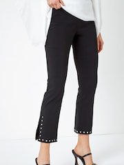Roman Black Stud Detail Cropped Stretch Trousers - Image 1 of 5