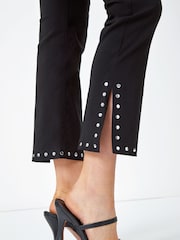 Roman Black Stud Detail Cropped Stretch Trousers - Image 5 of 5