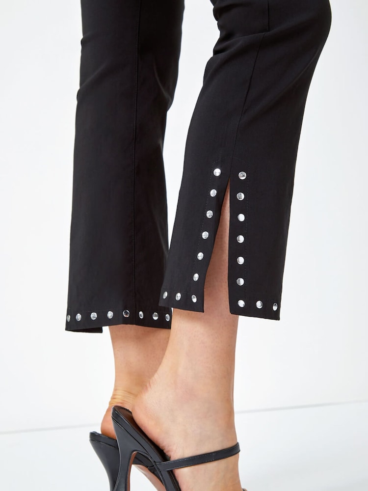 Roman Black Stud Detail Cropped Stretch Trousers - Image 5 of 5