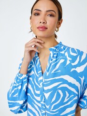 Roman Blue Zebra Print Blouse - Image 4 of 5