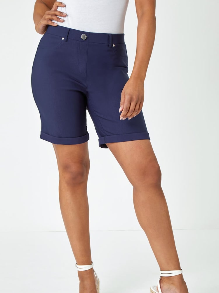 Roman Blue Petite Turned Hem Stretch Shorts - Image 1 of 5