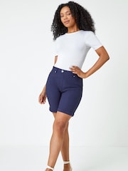 Roman Blue Petite Turned Hem Stretch Shorts - Image 3 of 5