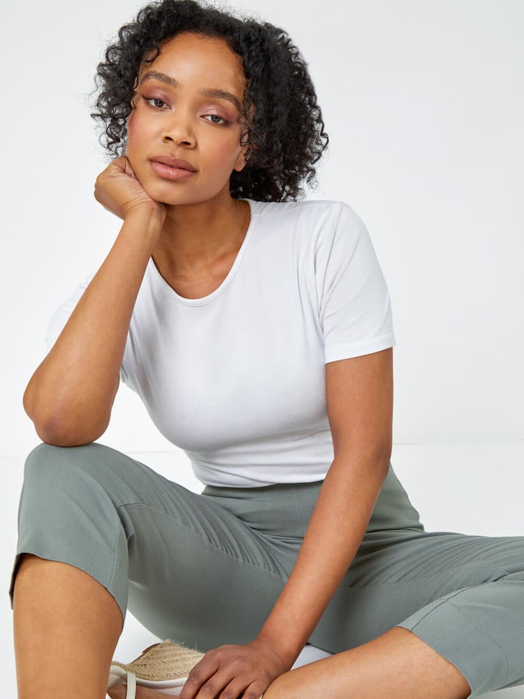 Roman Green Petite Cropped Stretch Capri Trousers - Image 4 of 5
