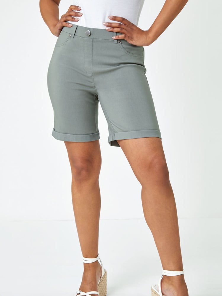 Roman Hunter Green Petite Turned Hem Stretch Shorts - Image 1 of 5