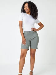 Roman Hunter Green Petite Turned Hem Stretch Shorts - Image 3 of 5