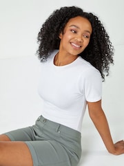 Roman Hunter Green Petite Turned Hem Stretch Shorts - Image 4 of 5