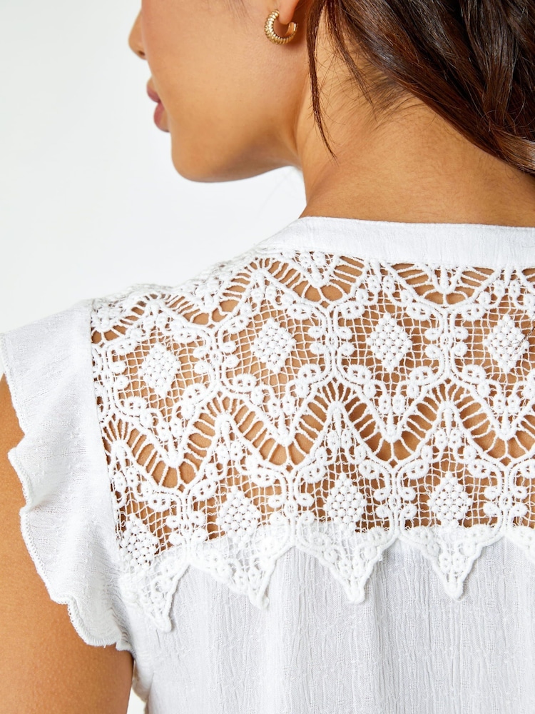 Blanco - Blusa sin mangas con canesú de encaje de Roman - Imagen 5 de 5 Blanco - Blusa sin mangas con canesú de encaje de Roman - Imagen 5 de 5