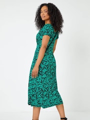 Roman Green Petite Leaf Print Midi Dress - Image 3 of 5
