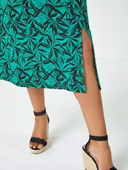 Roman Green Petite Leaf Print Midi Dress - Image 5 of 5