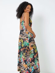 Roman Black Petite Tropical Print Maxi Dress - Image 2 of 5