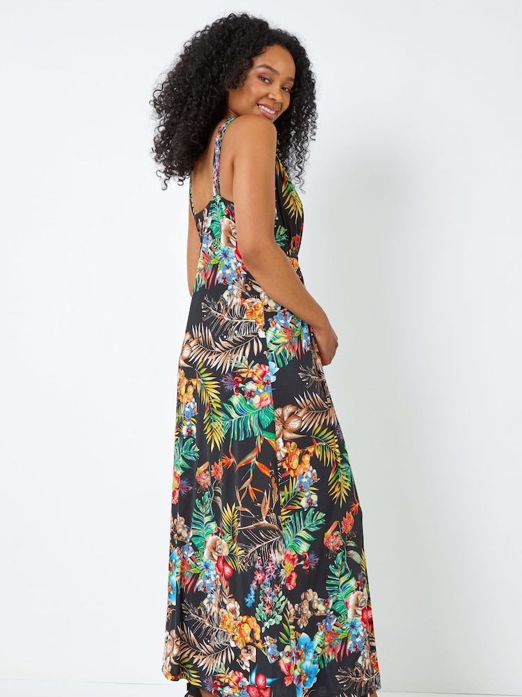 Roman Black Petite Tropical Print Maxi Dress - Image 2 of 5