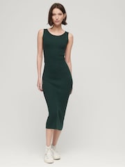 Superdry Green Backless Knitted Midi Dress - Image 1 of 6
