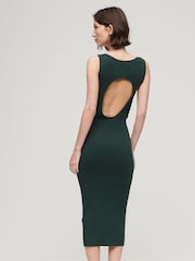 Superdry Green Backless Knitted Midi Dress - Image 2 of 6