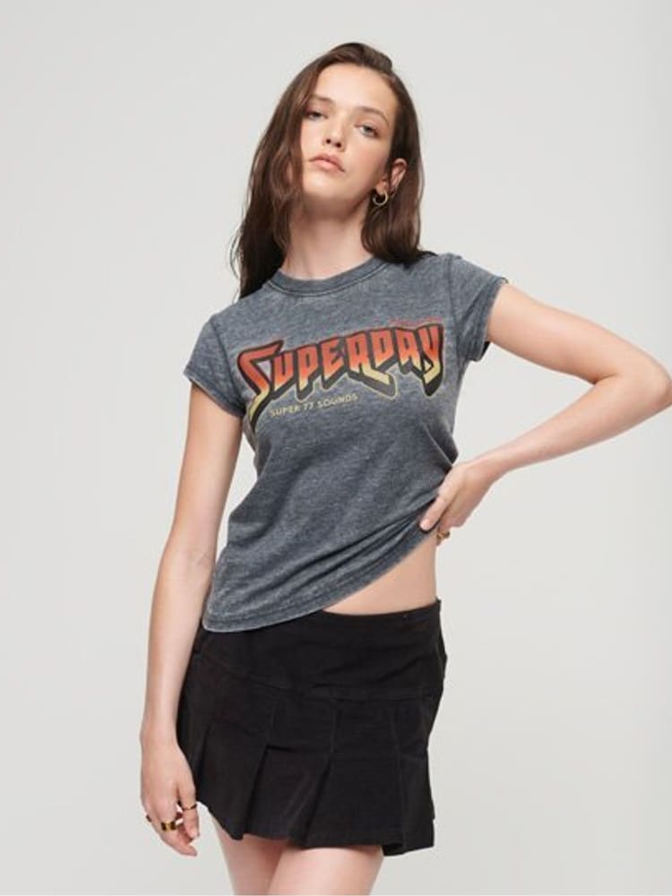 Superdry Grey Graphic Rock Band T-Shirt - Image 1 of 5