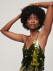Superdry Green Disco Sequin Mini Dress - Image 3 of 5