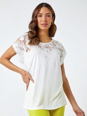 Roman White Palm Print Burnout T-Shirt - Image 1 of 5