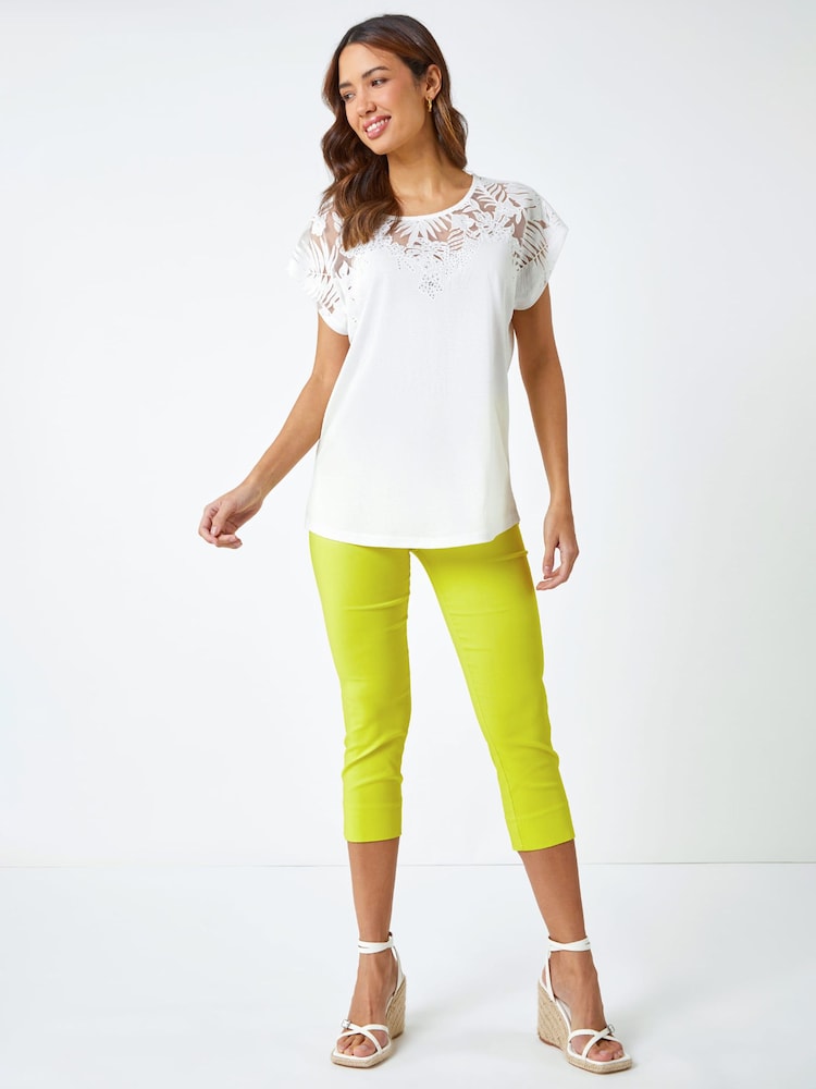 Roman White Palm Print Burnout T-Shirt - Image 2 of 5