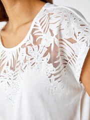 Roman White Palm Print Burnout T-Shirt - Image 5 of 5